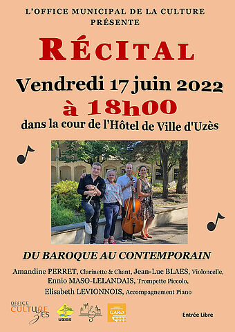 Affiche "Récital du Baroque au Contemporain" - Légende ci-après